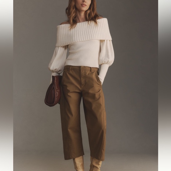 New Anthropologie The Tessa Off-The-Shoulder Puff-Sleeve Sweater - Picture 3 of 4